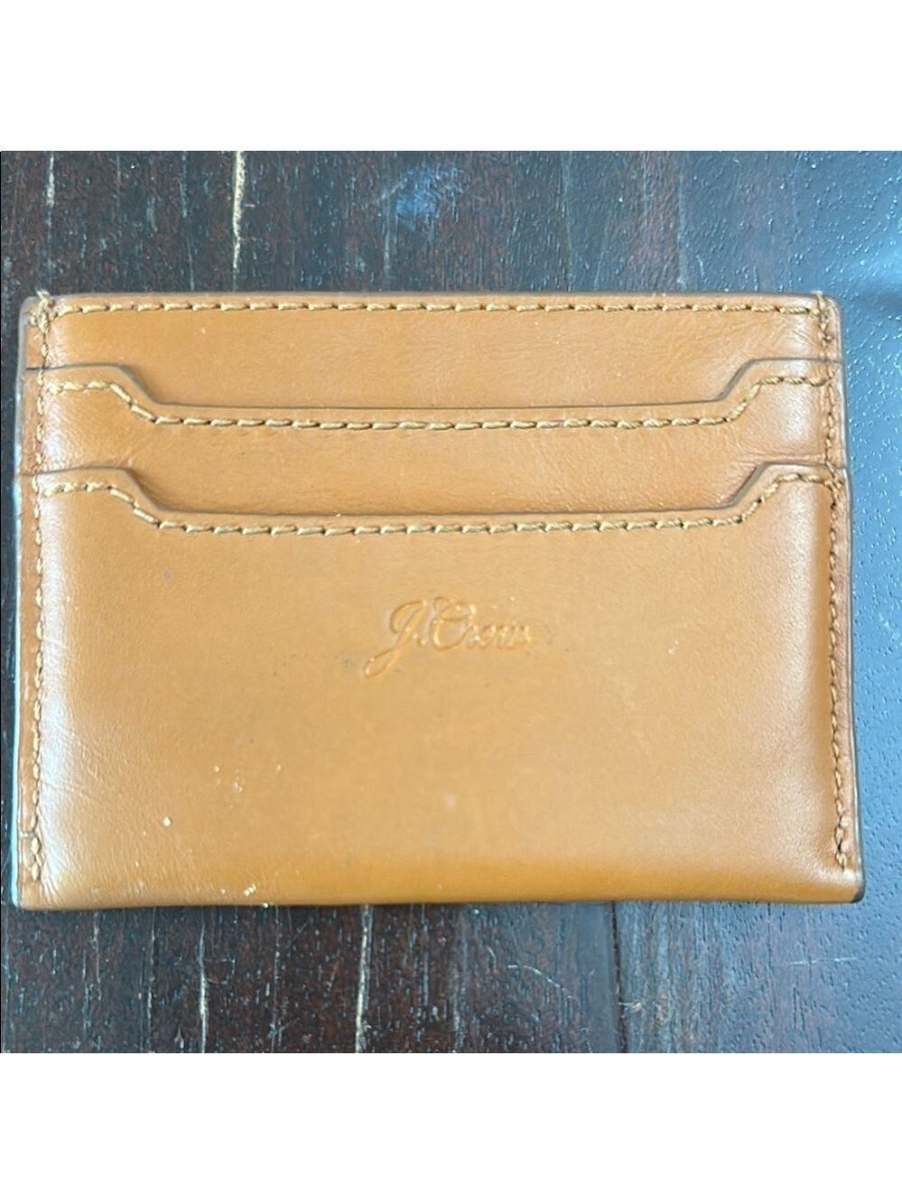 J Crew leather credit card holder wallet EUC